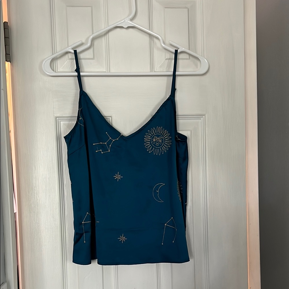 Honey Punch Blue Embellished Fitted Camisole